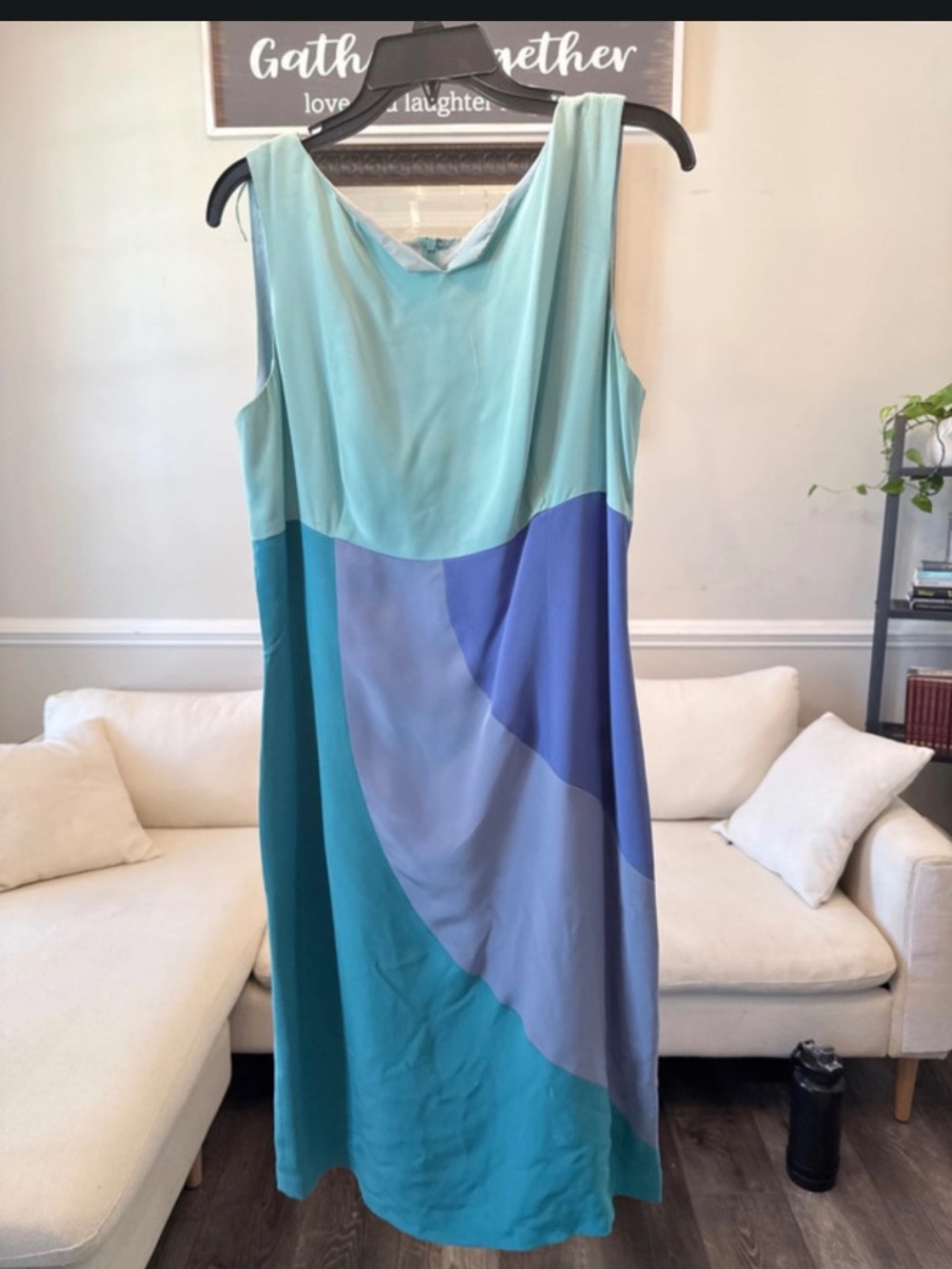 Donna Morgan 100% Silk Colorblock Geometric Midi Dress Size 14